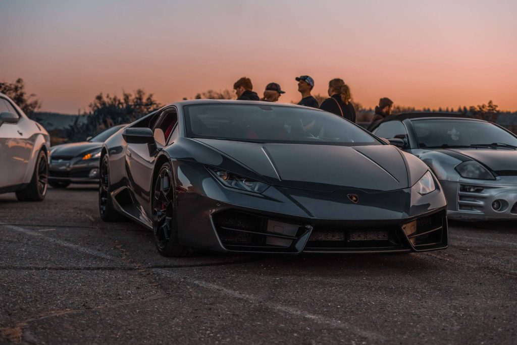 remaps burnley 5 grey lamborghini sports car parked